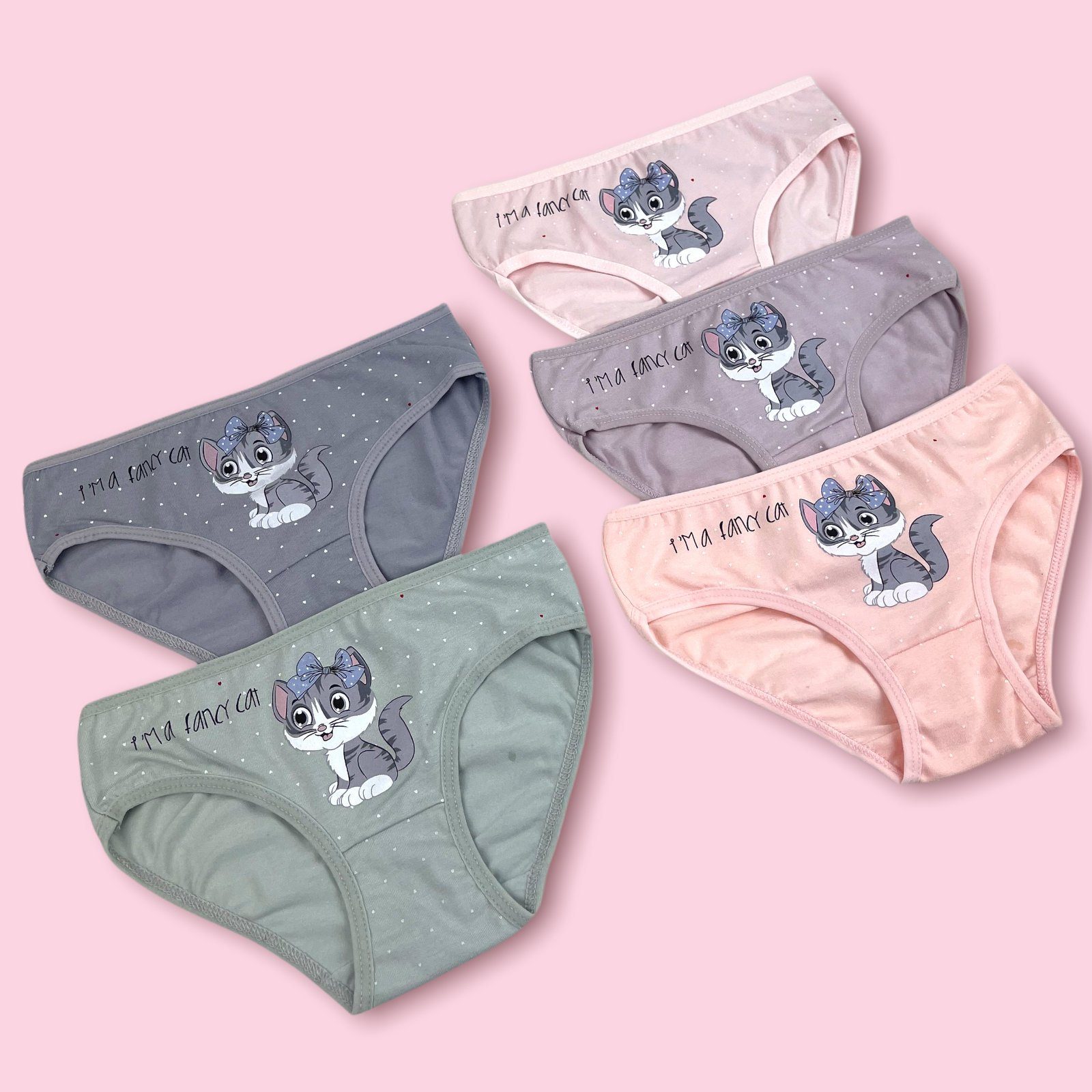 10 (Spar-Packung, 10-St) 92-146 Unterwäsche Kinder LOREZA Katze Unterhosen Baumwolle Slip Slips Mädchen