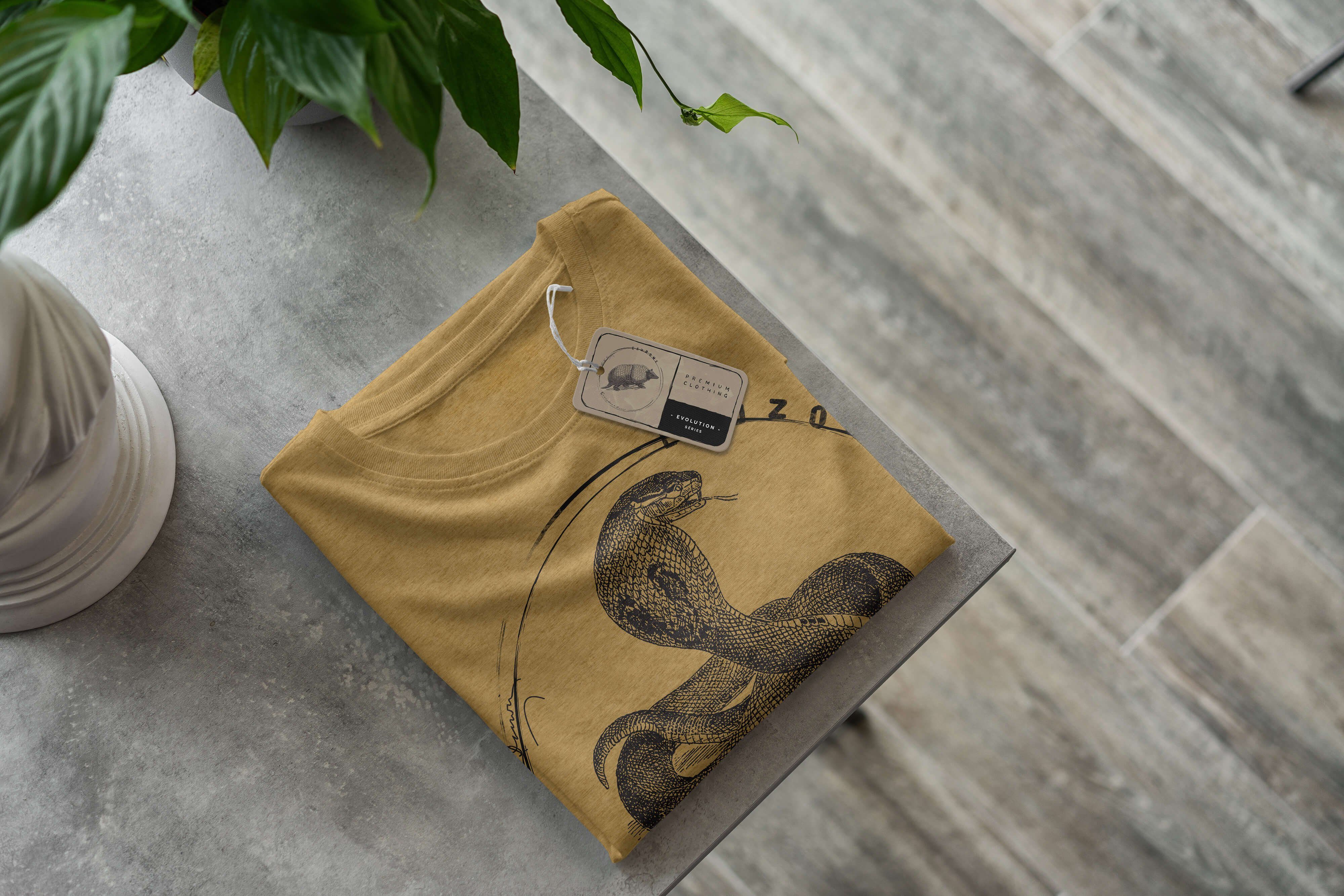 Sinus Art T-Shirt T-Shirt Herren Antique Gold Kobra Evolution