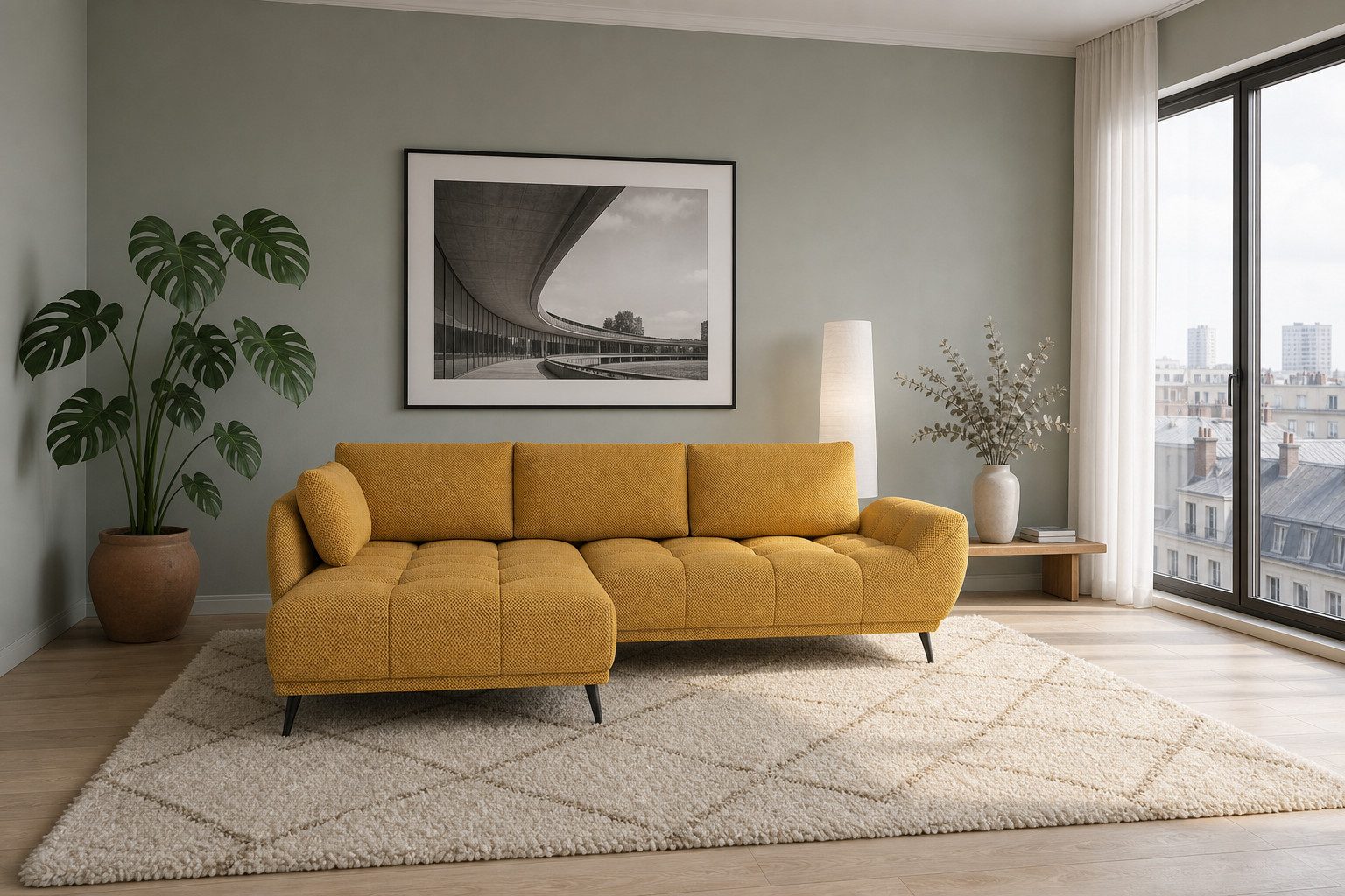 foamnova Ecksofa Ferrara, mit Recamiere, Maße B 270 × T 169 × H 68 cm, Ecksofa mit Nosag-Federung, abgesteppte Polster