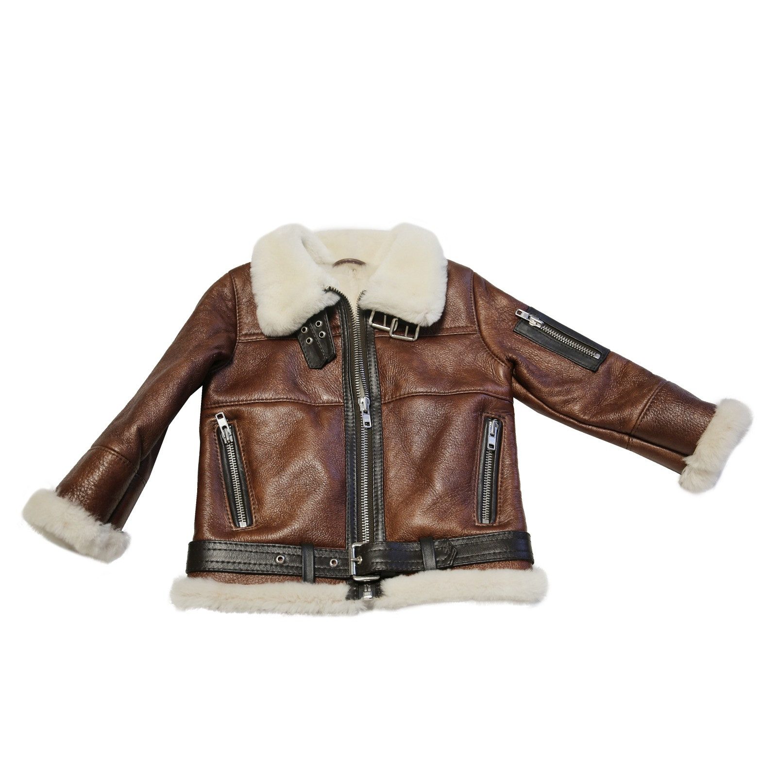 Hollert Winterjacke Kinder Lammfelljacke Dumbo Cognac