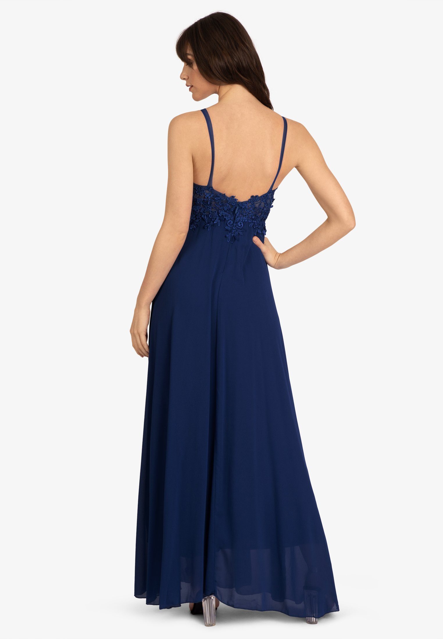 Spitze und Chiffon, Mesh Kraimod Abendkleid aus navy