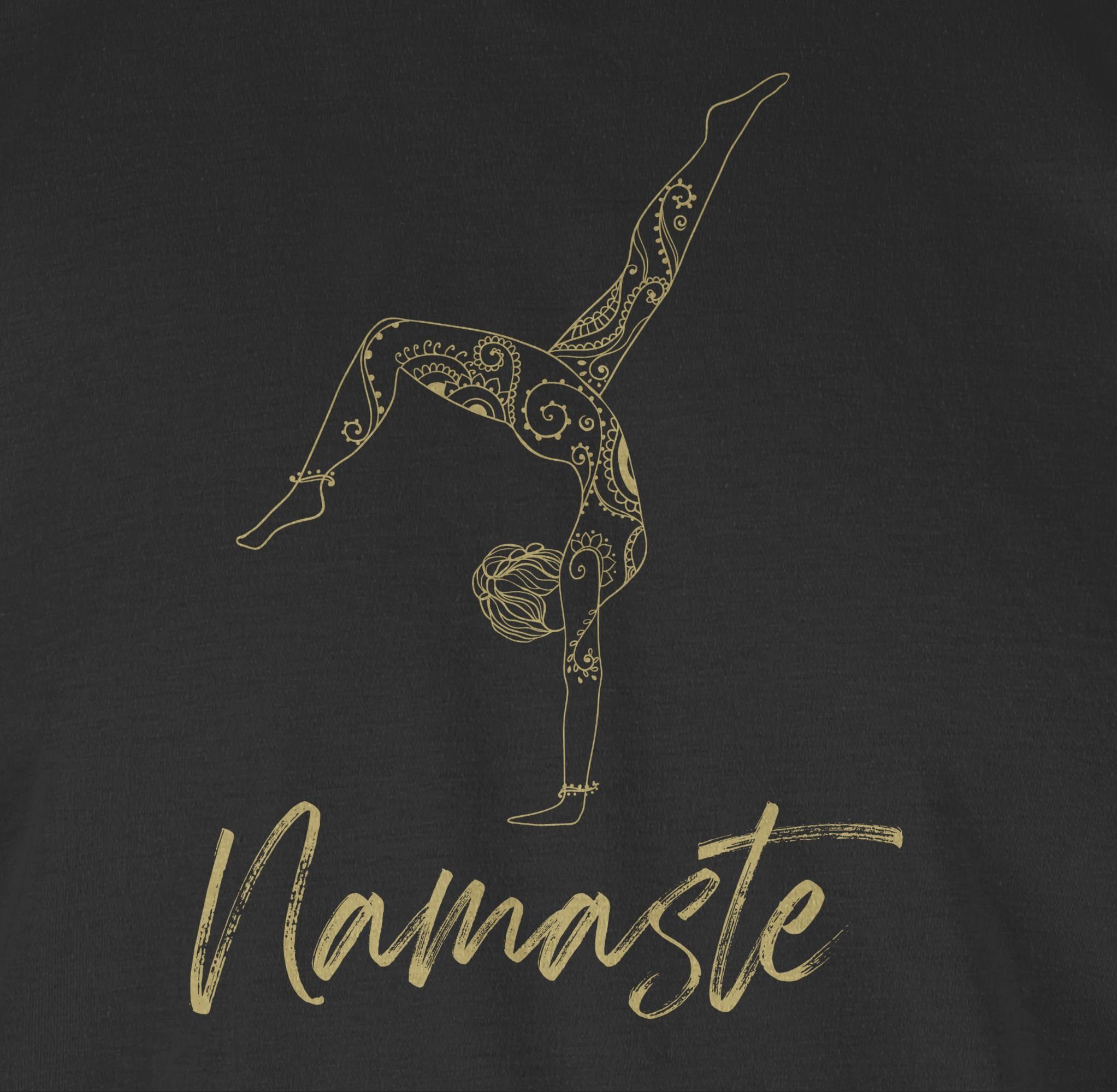 Yoga Rundhalsshirt Yoga Namaste Mandala 1 Handstand Meditation Shirtracer Schwarz