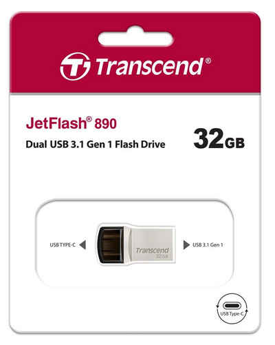 Transcend USB Stick 32GB Speicherstick JetFlash 890S Typ C USB 3.1 mit USB 3.1 USB-Stick