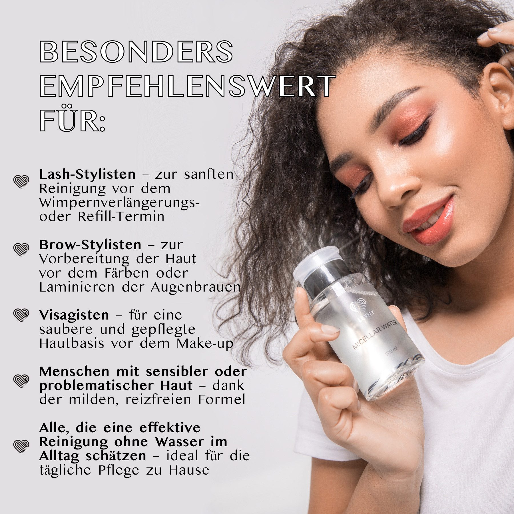 Lovely Gesichtswasser Mizellenwasser Wimpernverlängerung Wimpernreinigung Gesichtsreinigung, 1-tlg., Mizellenwasser, Make-Up, Makellose Reinigung, Sparsamer Spender