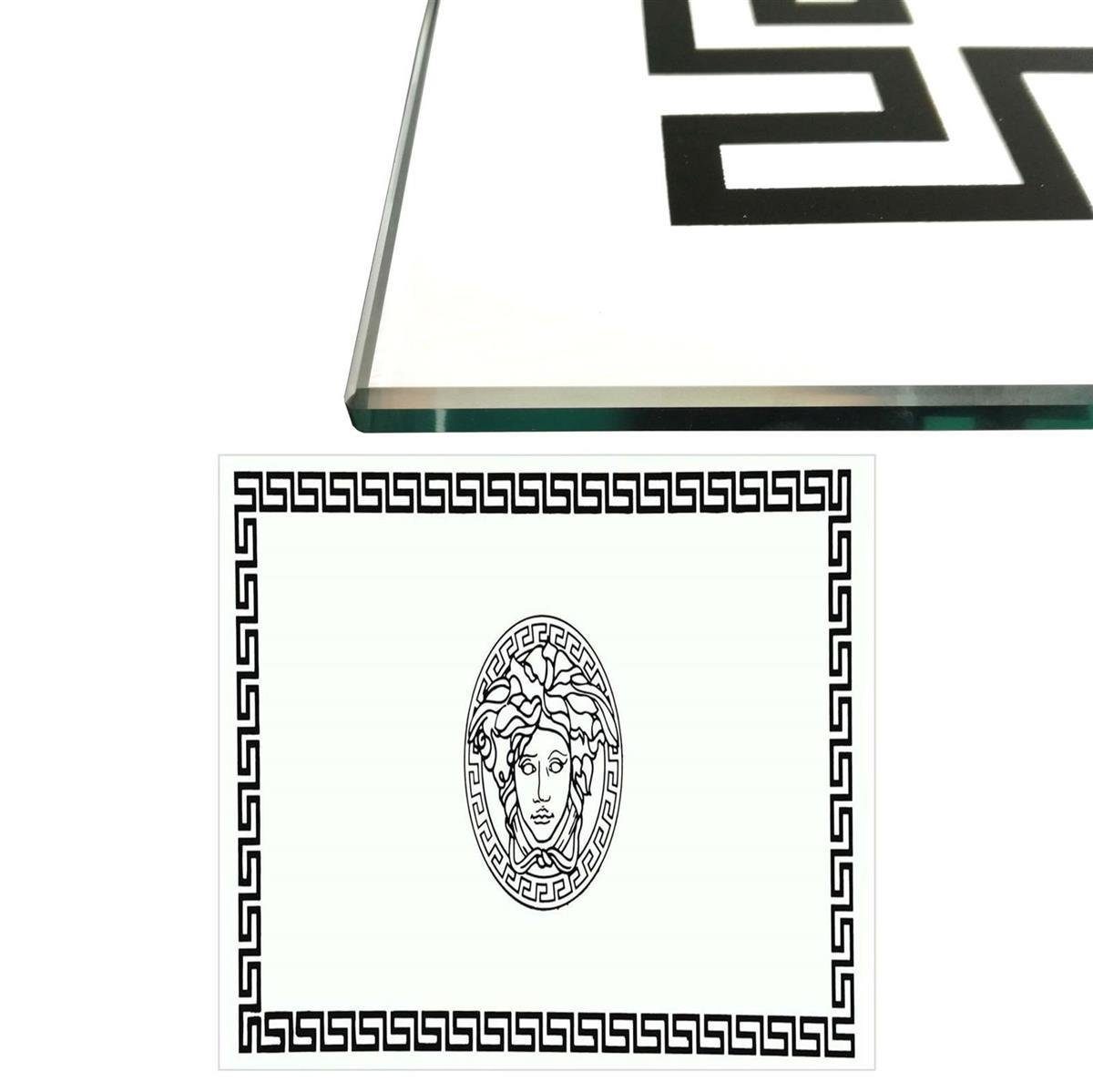 HOOZ Tischplatte Glasplatte 80x70x0,6 cm mit Facettenschliff - Klarglas mit Verzierung, rechteckig