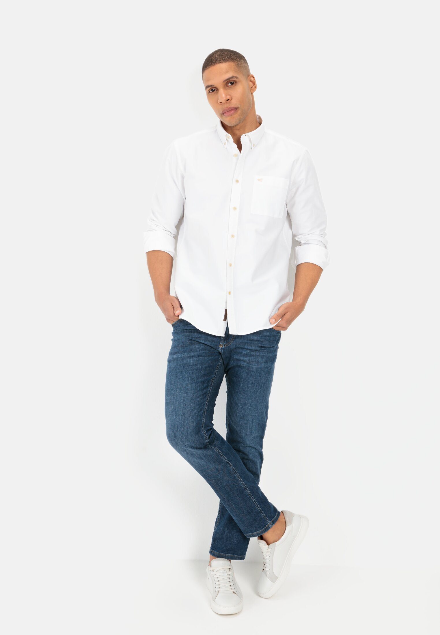 camel active Langarmhemd aus nachhaltigem Organic Cotton Button-Down