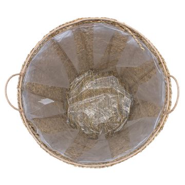 Spetebo Pflanzschale Seegras Pflanzkorb mit Henkel natu (Stück, 1 St., Pflanzkorb), Pflanztopf mit Folie ausgekleidet