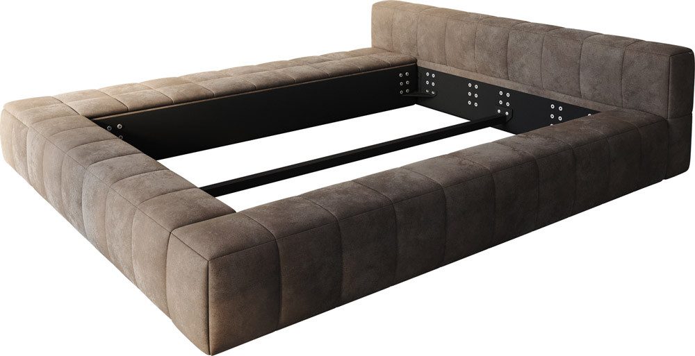 DELIFE Polsterbett Espazio, Mikrofaser Taupe Vintage 140x200 cm mit Stauraum