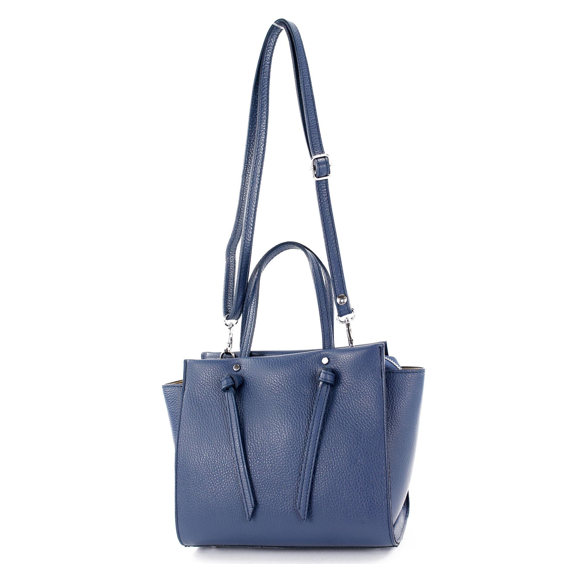 modamoda de Schultertasche T219, Echtleder Handmade in Italy Saphirblau | Schultertaschen