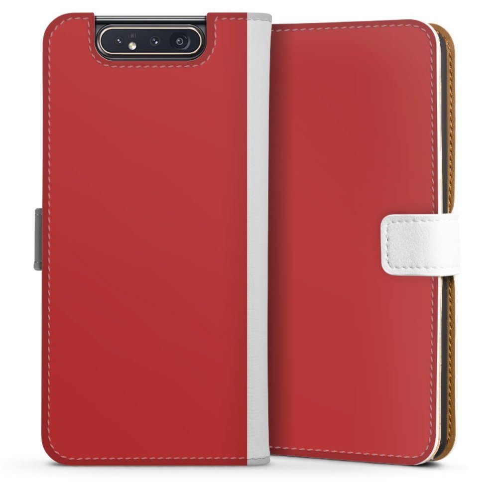 DeinDesign Handyhülle Rot einfarbig Farbe Karminrot, Samsung Galaxy A80  Hülle Handy Flip Case Wallet Cover