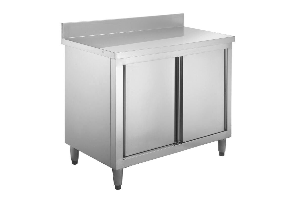 GastroHero Hochschrank Arbeitsschrank ASSB107A Aufkantung mm Edelstahl Schrank mit Stauraum K