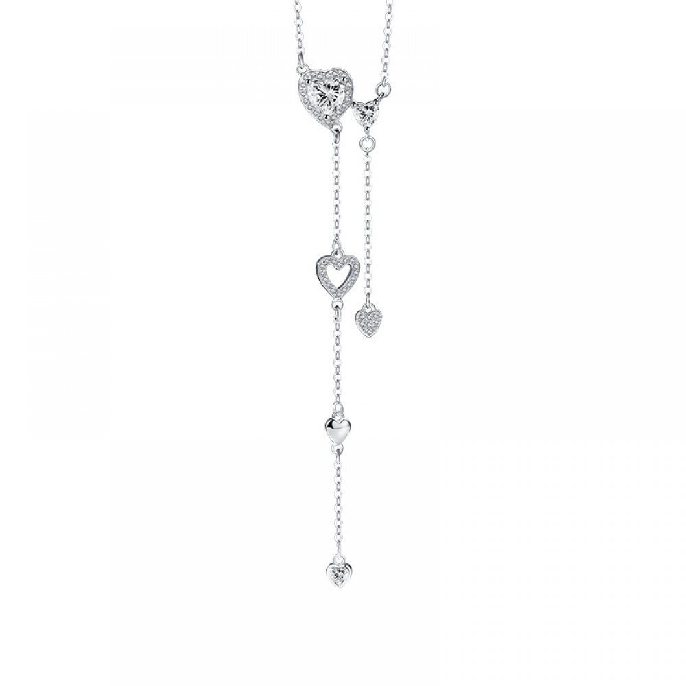 Invanter Kette mit Anhänger S925 Sterling Silber Herz-förmige Quaste Halskette für Frauen, Weihnachtsgeschenke, Geschenk an Frauen, inkl.Geschenkbo