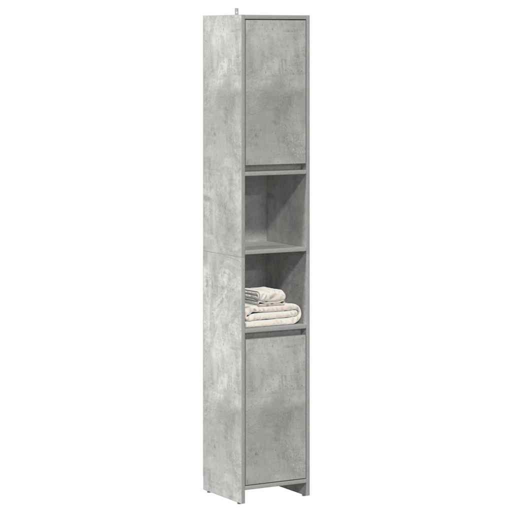 vidaXL Badezimmer-Set Badezimmerschrank Betongrau 30x30x183,5 cm Holzwerkstoff, (1-St)