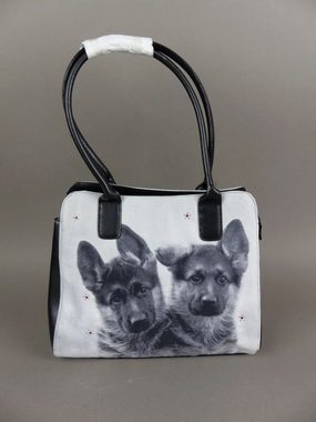Kögler Handtasche Damen, Kinder Handtasche Hunde Welpen Textil Fotodruck s/w