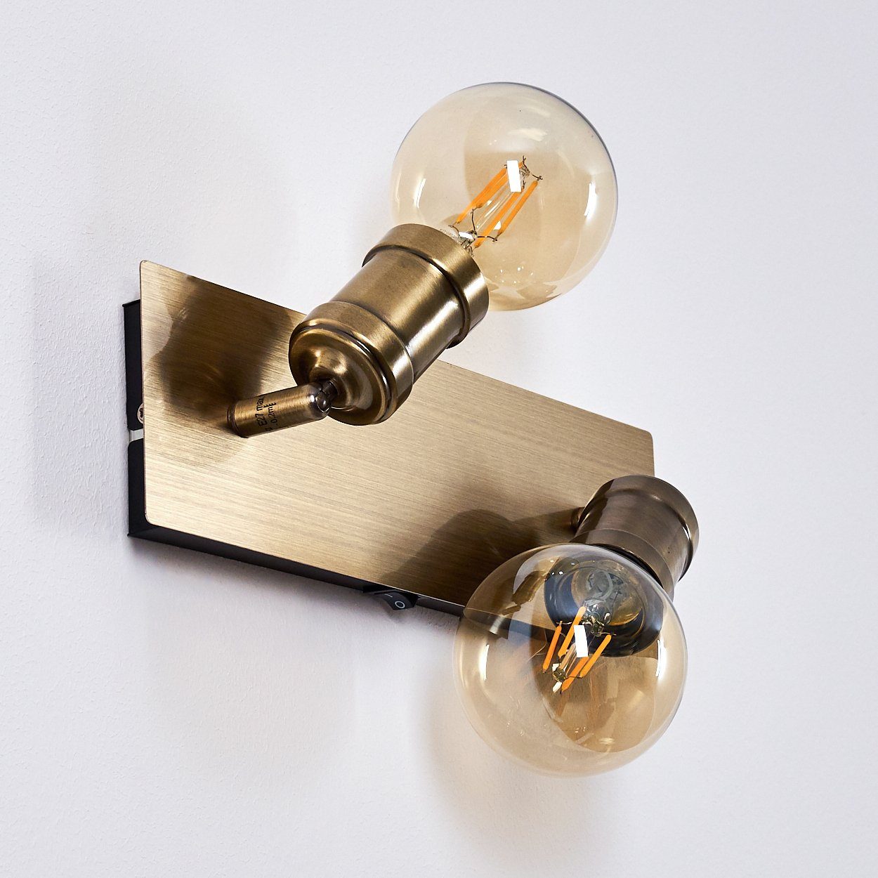Wandleuchte im Metall »Anzo« Retro/Vintage-Design Wandlampe hofstein Leuchtmittel, Altmessing, verstellbare 2xE27, aus ohne Wandspot in