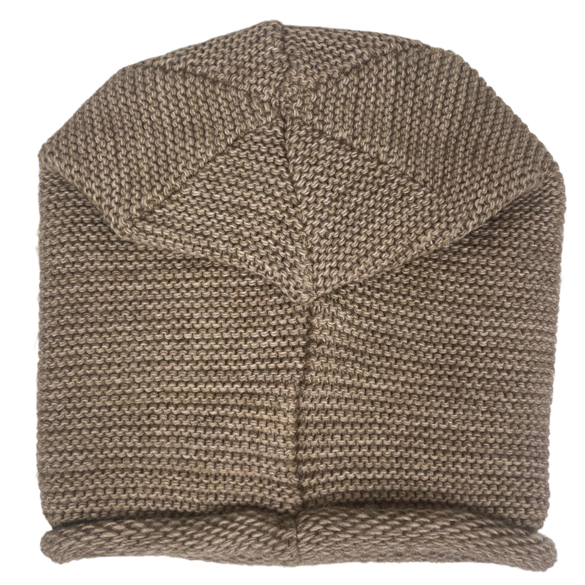 und Loop-Schal) modischer uni Beanie Damen teilig, N-Set unisex Strick taupe Stil - & Mütze Schal einfarbig, (2 & Taschen4life klassisch Long-Beanie Herren, für