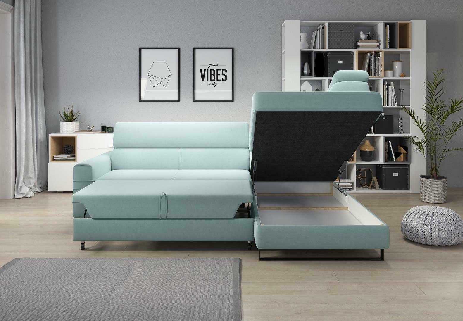 JVmoebel Ecksofa, Grüne Ecksofa Textil Sofa Polstergarnitur Moderne Couch Minze