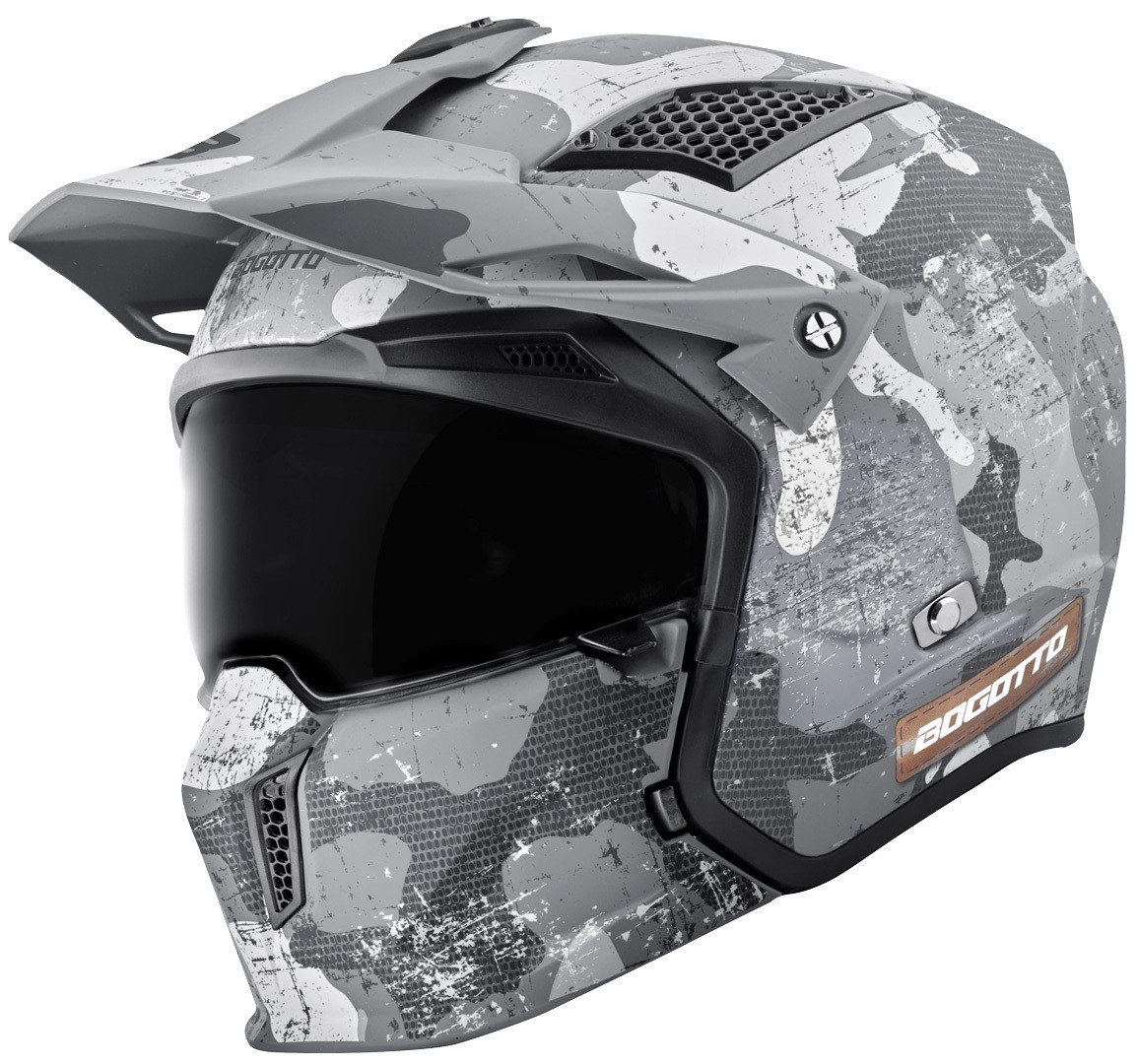 Bogotto Motorradhelm Radic Camo 22.06 Helm, herausnehmbares Innenfutter,integriertes Sonnenvisier