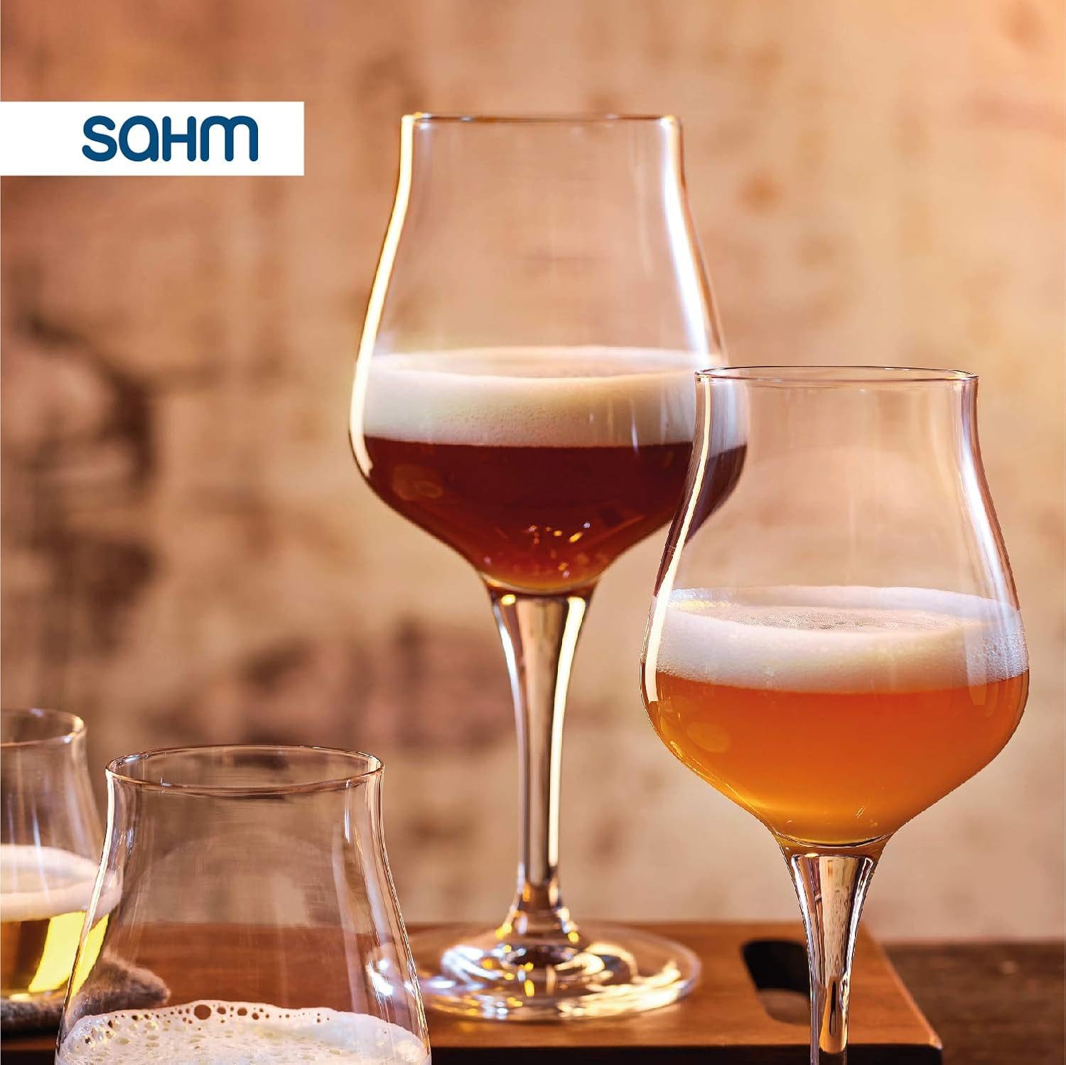 SAHM Bierglas Biergläser Set 6 STK 420ml Bier Sensorik Pokal - Bier Gläser, Edles Glas, 100% recyclebar