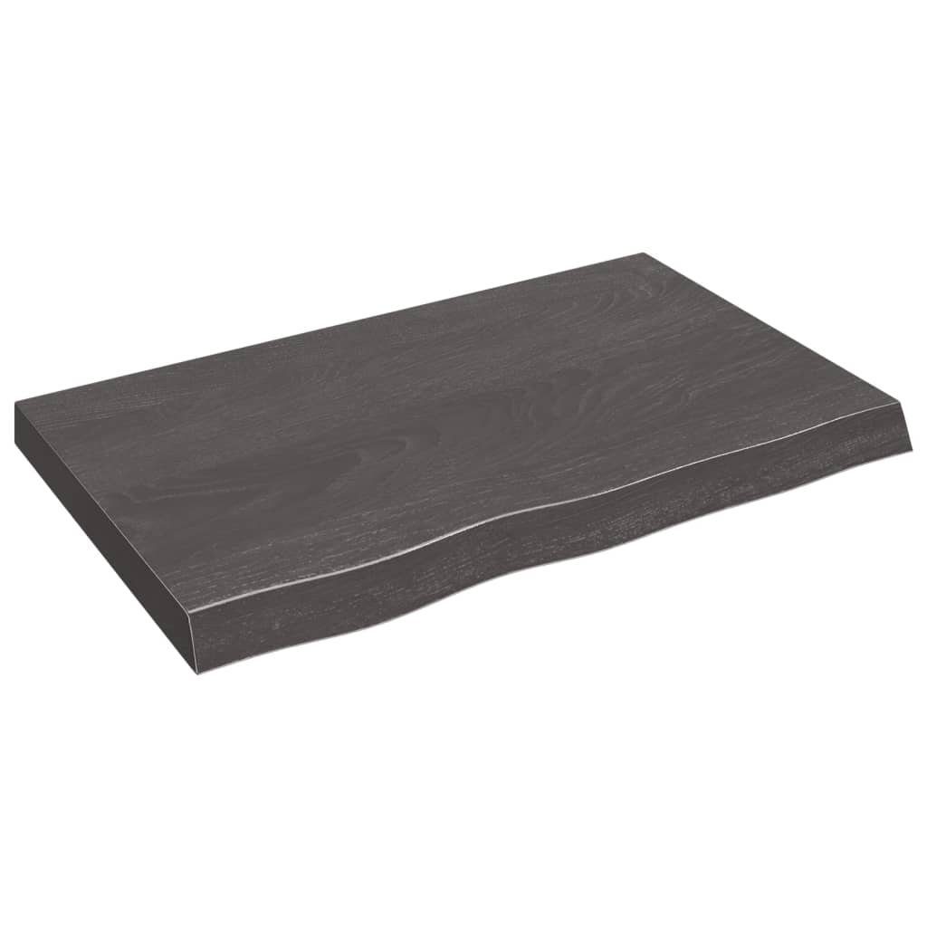 Tischplatte Behandelt furnicato Eiche 80x50x(2-6)cm Massivholz Dunkelgrau