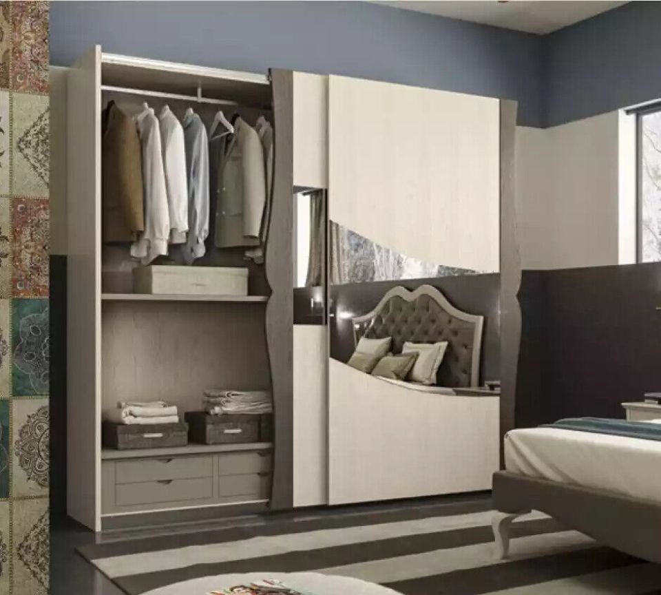 JVmoebel Schlafzimmer-Set Design Modern Möbel, Nachttische + Made Nur Nachttische in Italy Kleiderschrank), + 2x Luxus Bett (4-St., Schlafzimmer 2x Bett