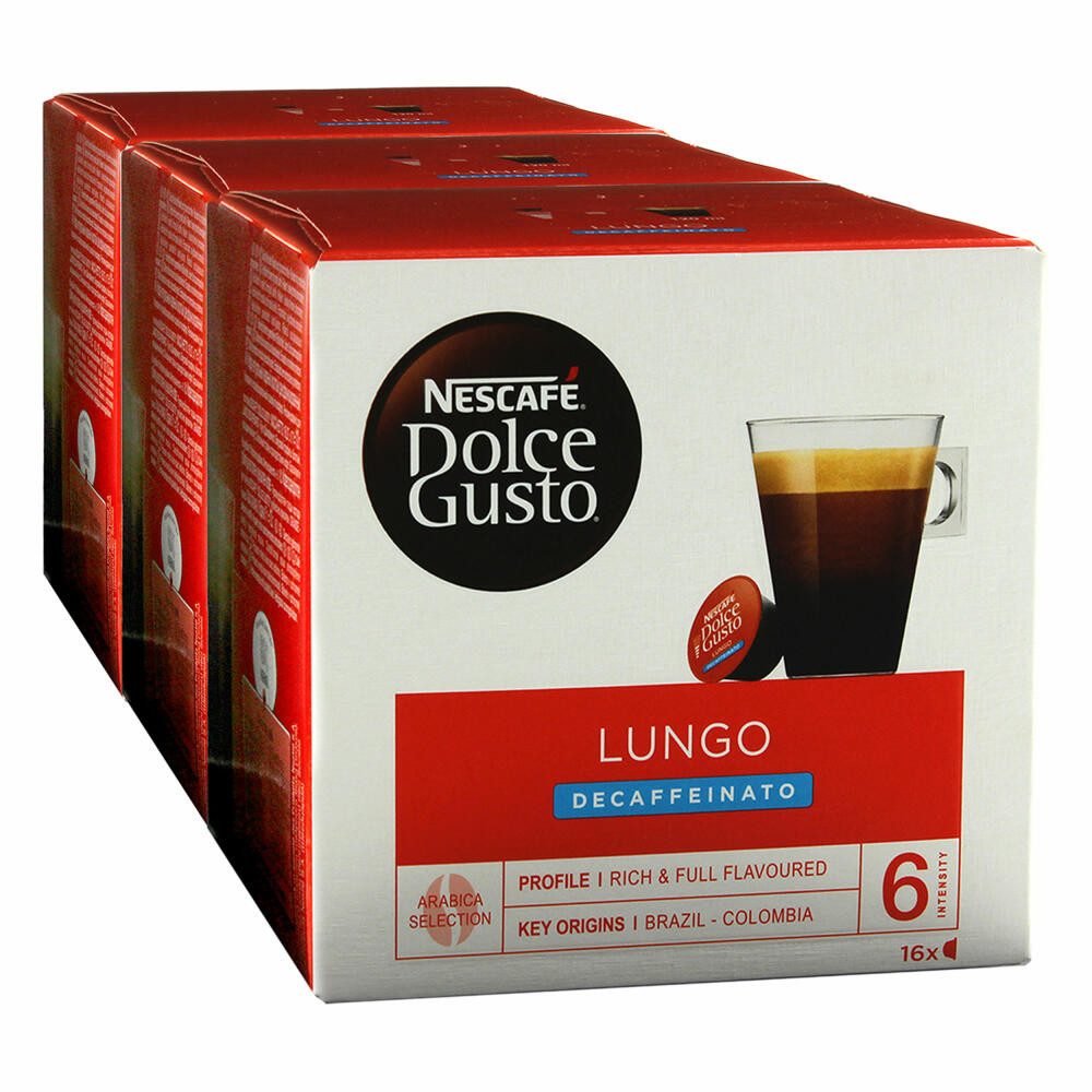 NESCAFÉ® Dolce Gusto® Kaffee Caffè Lungo Decaffeinato 3er Set, 3 x