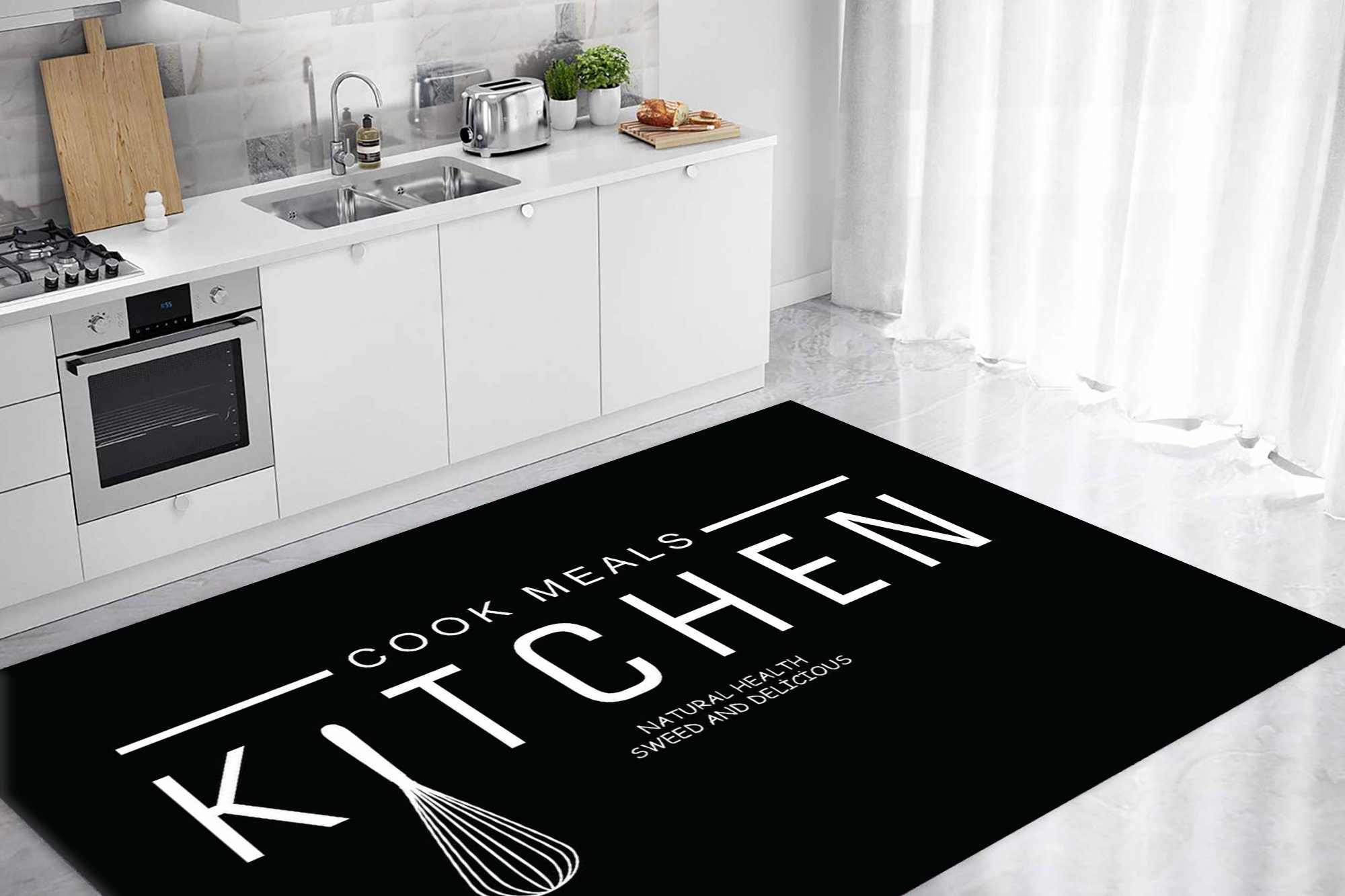 Jungengel Kitchen Waschbar Praktisch, mm, Fußbodenheizungsgeeignet Textilien, Meals einsetzbar, Teppich Höhe: Schwarz 6 & Cook Universell Küchenläufer