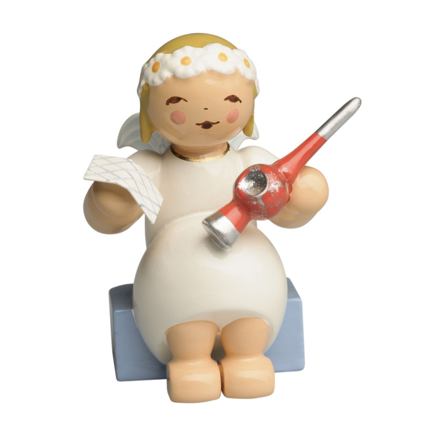 Wendt & Kühn Weihnachtsfigur Margeritenengel Sitzend mit Christbaumspitze 634/70/40