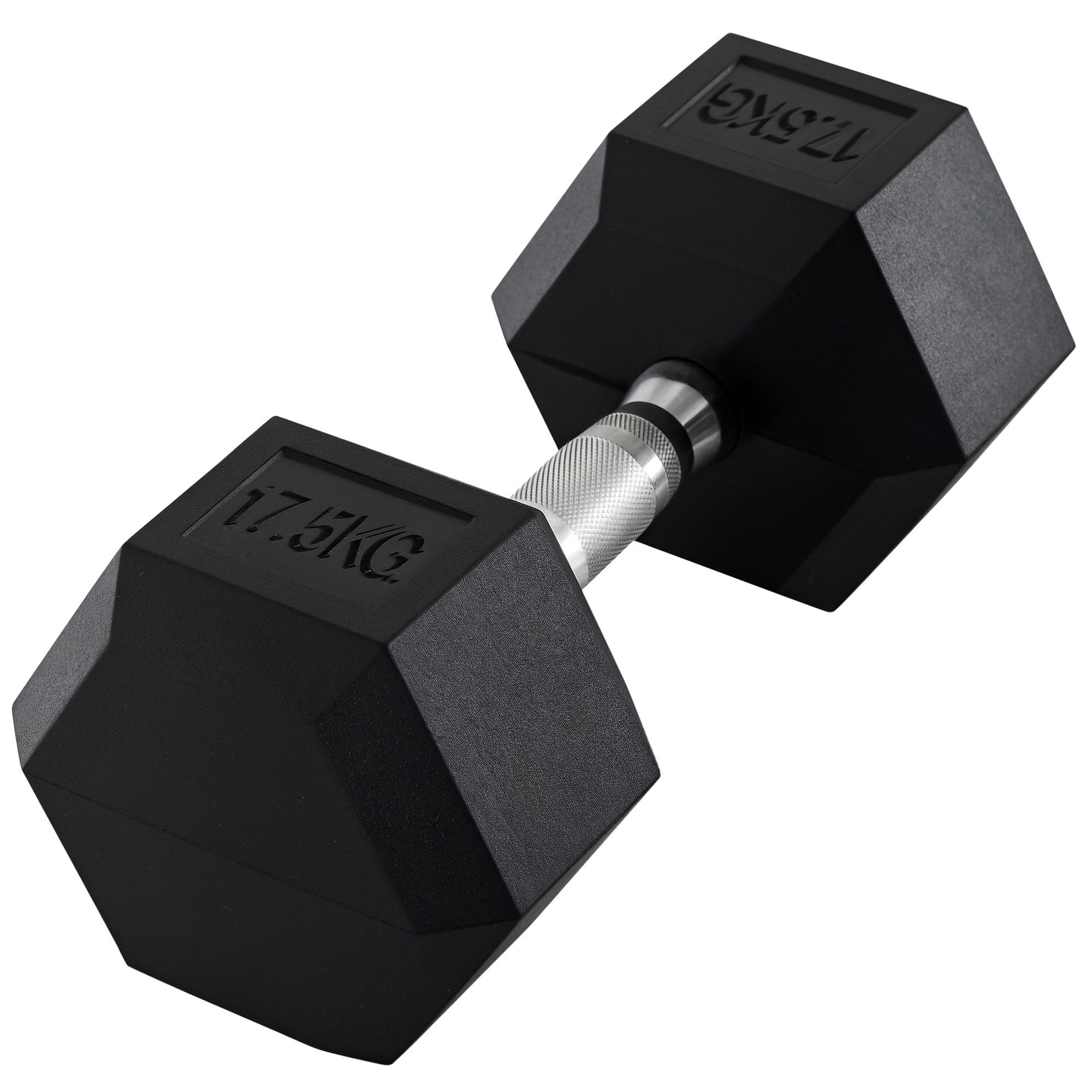 HOMCOM Hantel-Set mit gerändeltem Griff, 1 x 17,5kg, (Gummi-Hantel, Gusseisen Hantel), für Zuhause, Fitnessstudio, Krafttraining