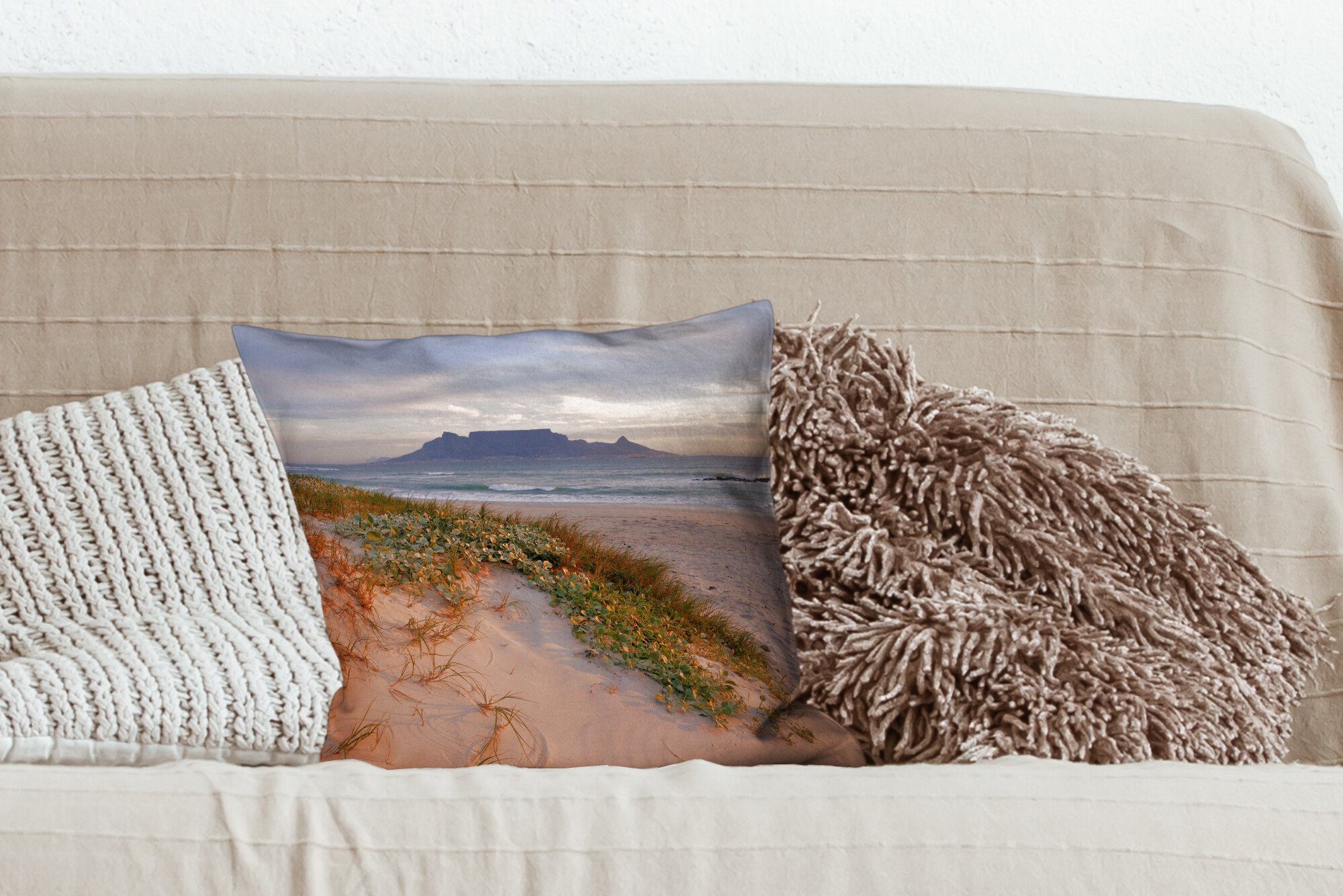 Meer Deko, Sofakissen Tafelberg dem mit Dekokissen Hintergrund, Wohzimmer, Zierkissen Füllung im Strand Schlafzimmer, für MuchoWow mit und