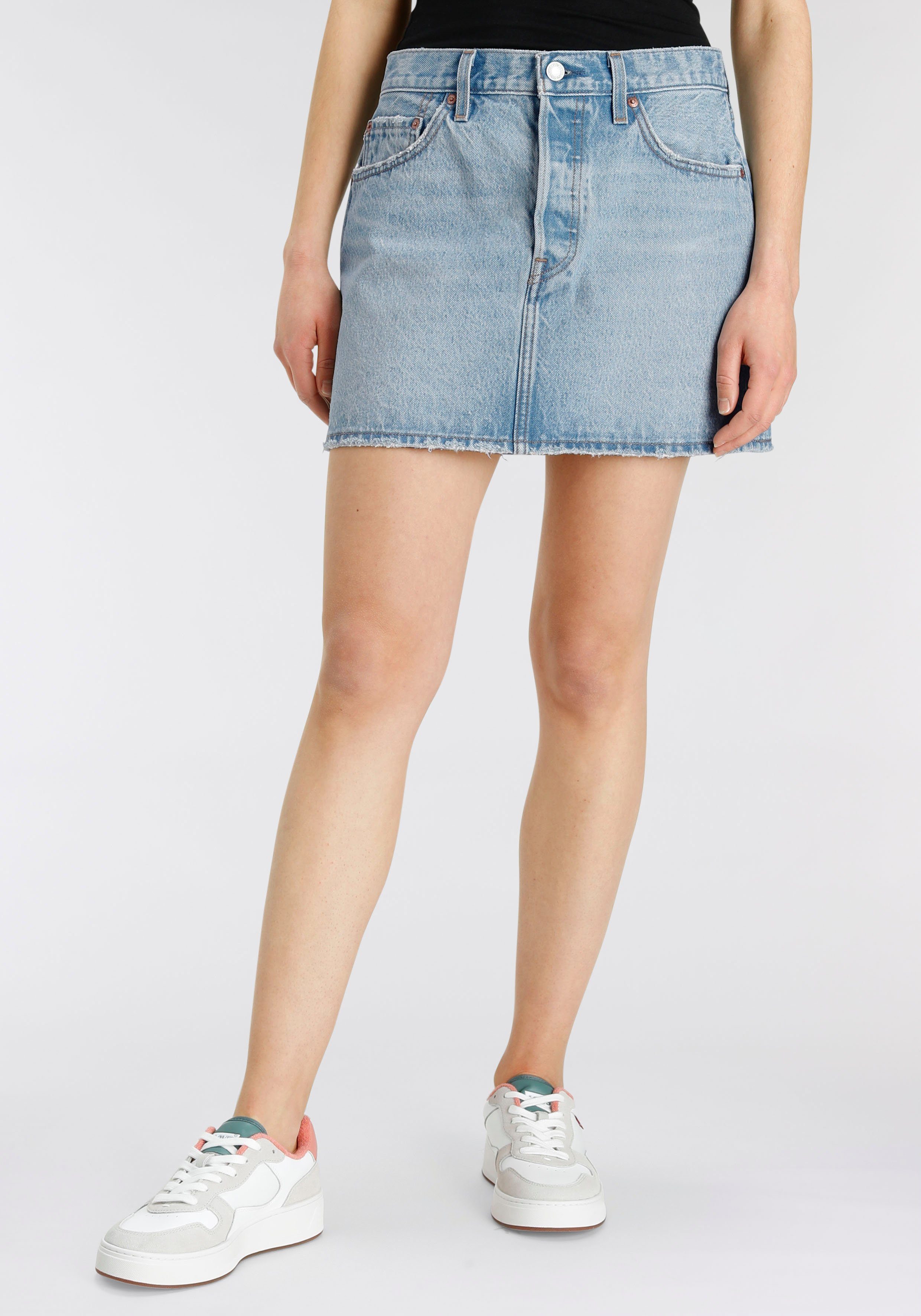 Levi's® Jeansrock ICON SKIRT mit Used-Effekten light indigo ausgefransten und Kanten