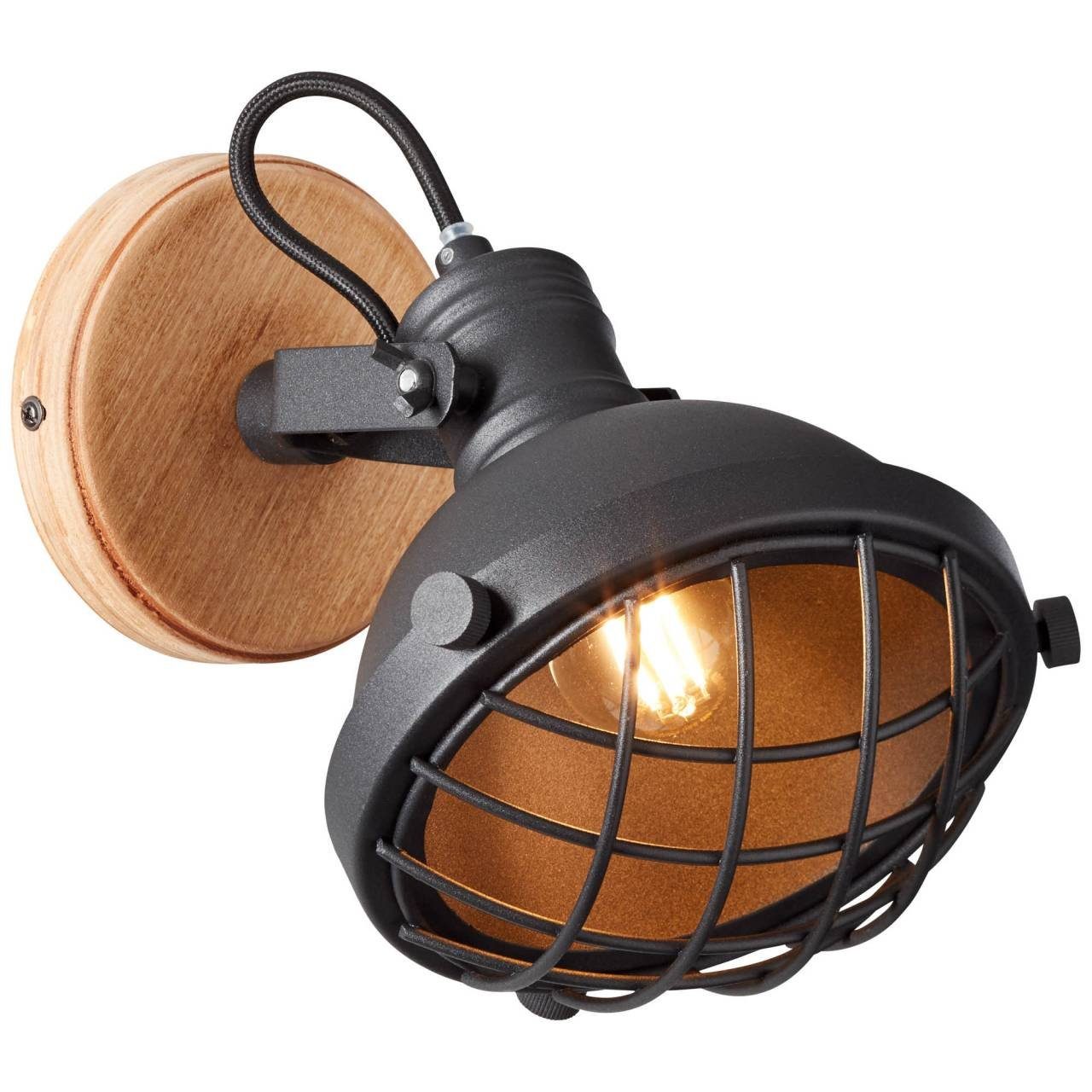 Brilliant Wandleuchte Emma, Lampe Emma Wandspot schwarz korund 1x D45, E14, 25W, geeignet für Tr | Wandstrahler