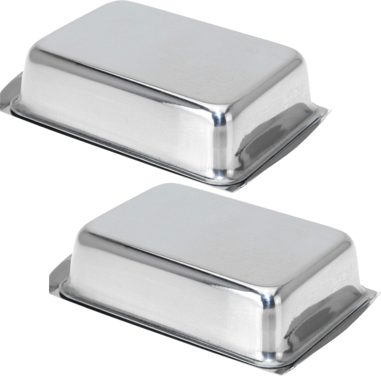 Koopman Butterdose 2 x Butterschale Edelstahl Butterglocke Kühlschrank Box Deckel 250 Gr., Edelstahl, (2-tlg), 2er Set, für je 250g Butter, spühlmaschinengeeignet, silberfarbend