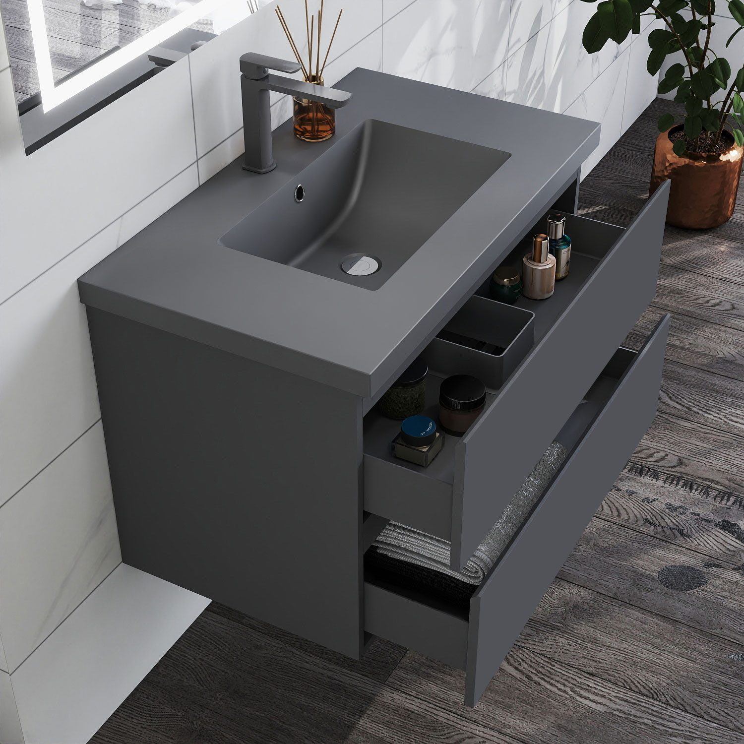 duschspa Waschtisch Waschbecken mit Unterschrank Badschrank Waschplatz Badm günstig online kaufen