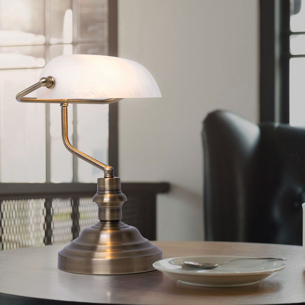 LED Alt Messing Tisch Leuchte Ess Zimmer Beistell Beleuchtung Antik Stil Lampe 