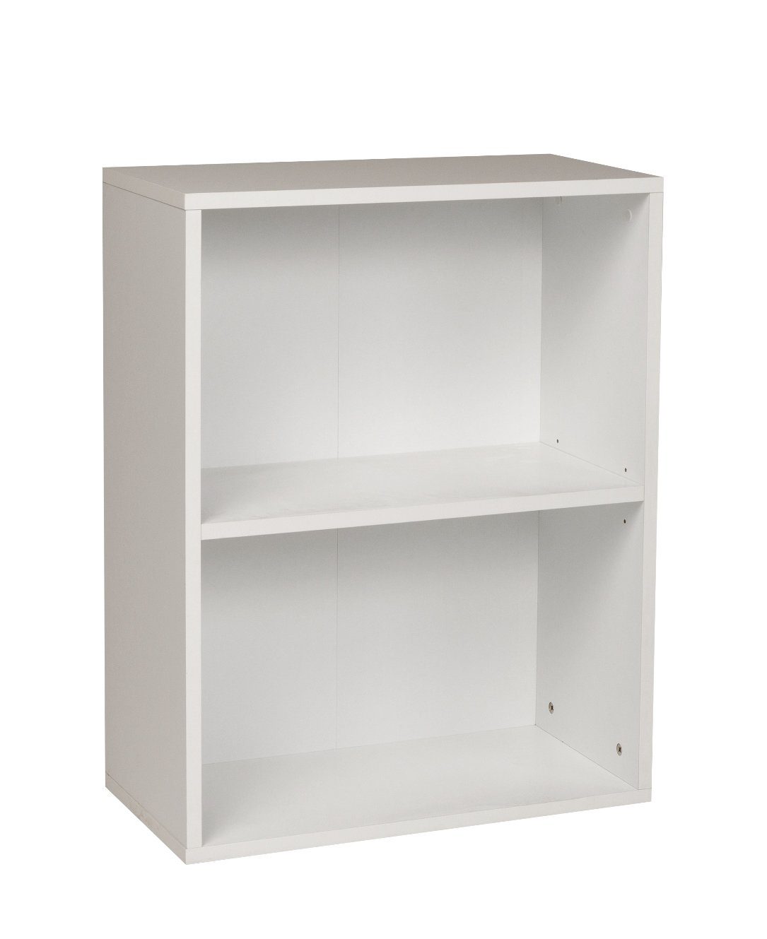 Furni24 Bücherregal Breites Bücherregal mit 2 Fächern, weiß, 60x31x77 cm