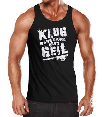 MoonWorks Tanktop Herren Tanktop Klug wars nicht aber geil Muskelshirt Tank Top Muscle Shirt Achselshirt Moonworks® mit Print
