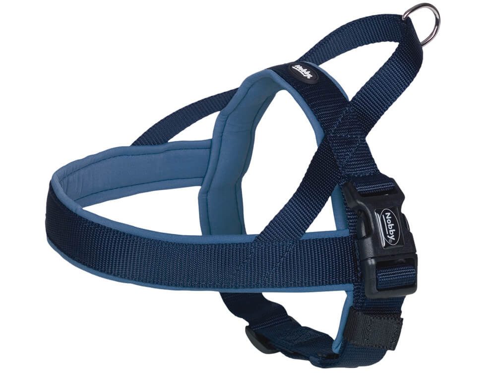 Nobby Hunde-Geschirr Norwegergeschirr "Classic Preno", blau/blau, S-M, Nylon-Neopren, Bauchriemen stufenlos verstellbar