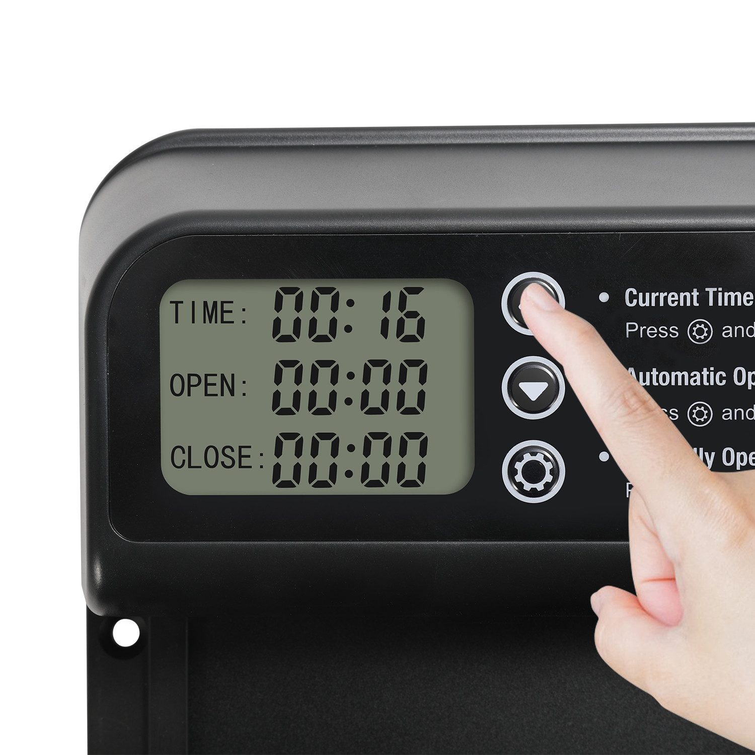 Clanmacy Hühnerstall Automatische Hühnerstalltür mit Zeit- und Handmodus, LCD-Display, IPX4