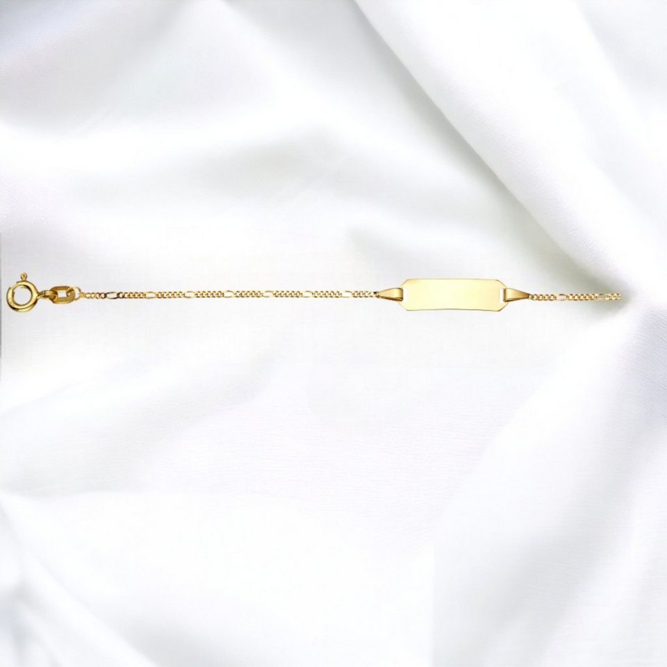 Joyes Boutique Armkette Edles Damen ID Goldarmband Figaro diamantiert 1.1 mm  333 - 8 K 14 cm (Gold, JB)