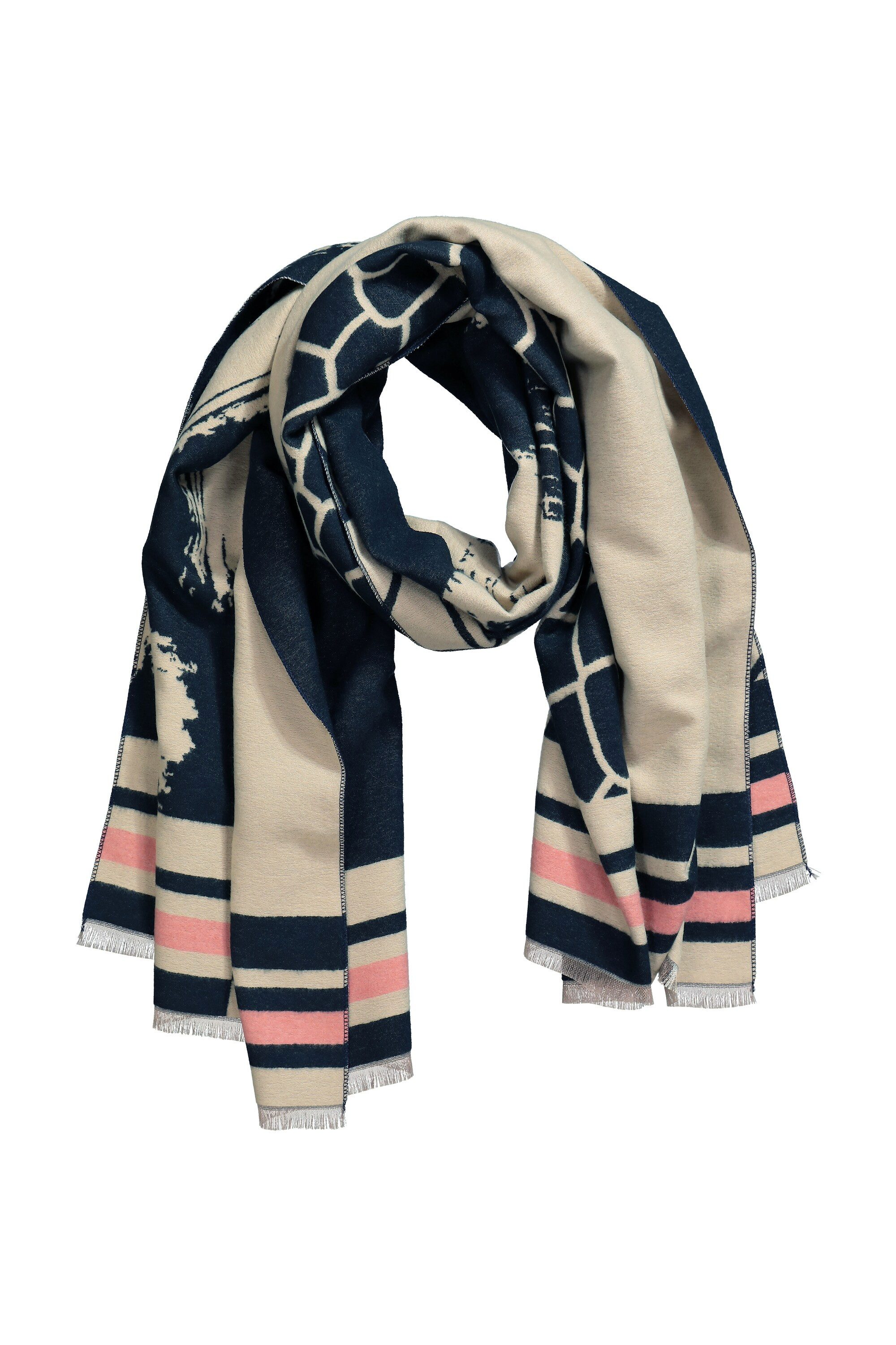Ulla Popken Halstuch Schal Patch-Muster Streifenkanten