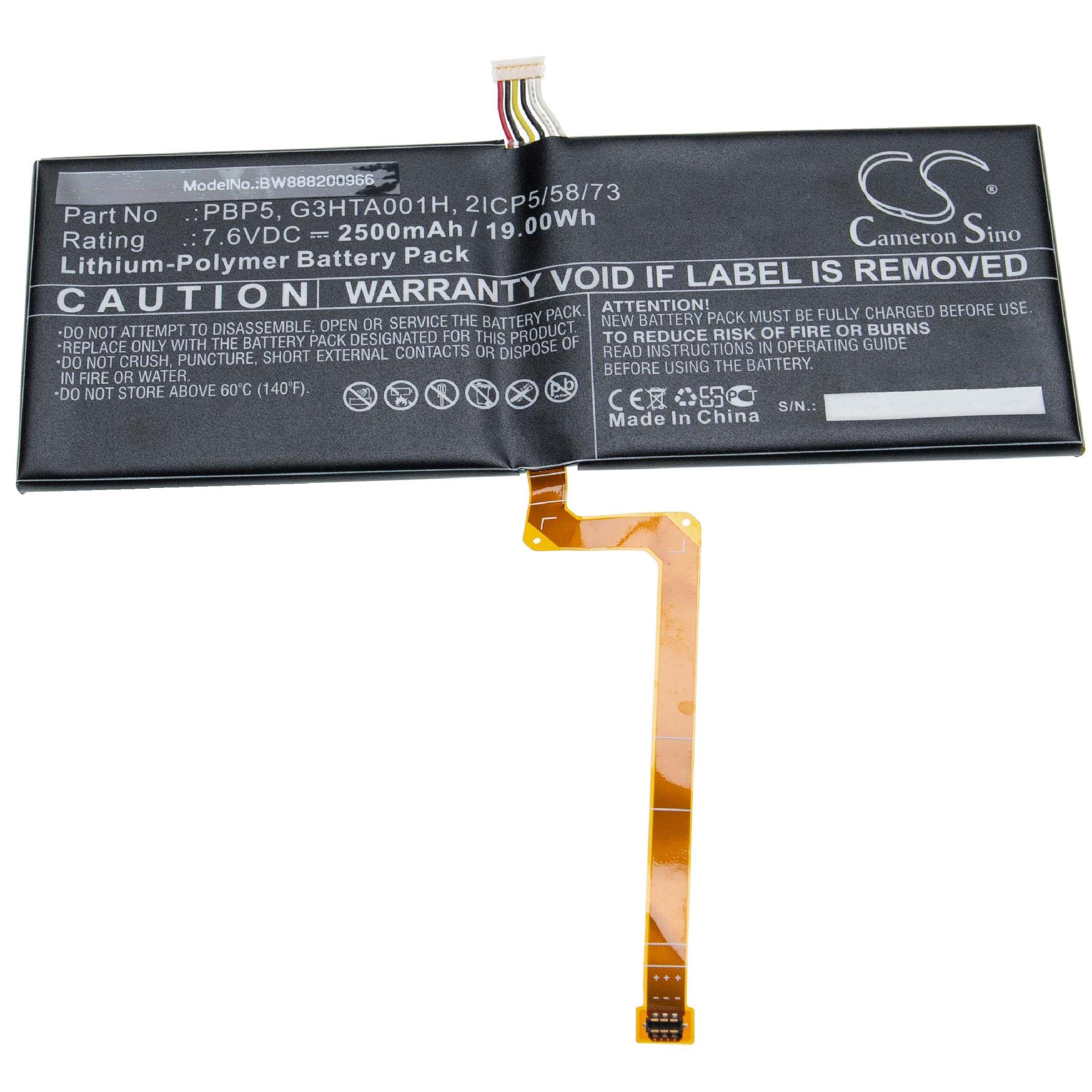 vhbw Ersatz für Microsoft 2ICP5/58/73, G3HTA001H, PBP5 für Laptop-Akku Li-Polymer 2500 mAh (7,6 V)