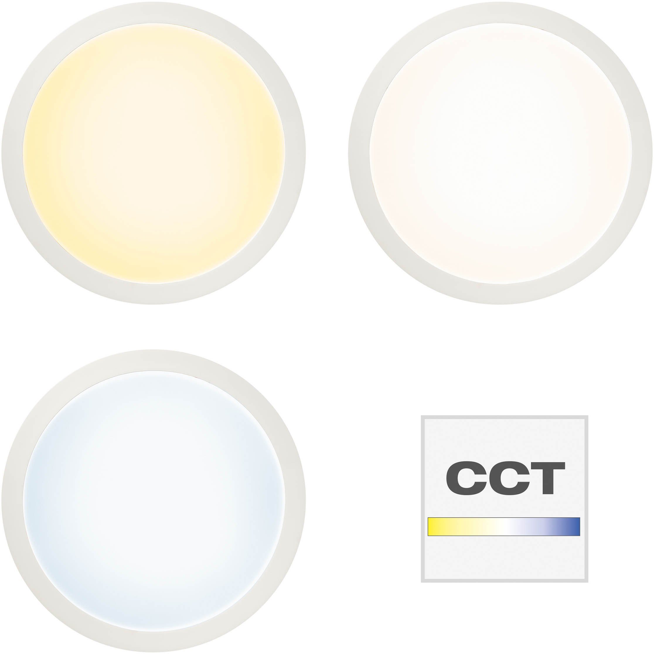 Brilliant LED Deckenleuchte Abie, LED fest integriert, Farbwechsler, Ø 40 cm, RGB, dimmbar, CCT, Fernbedienung, Metall/Kunststoff, weiß