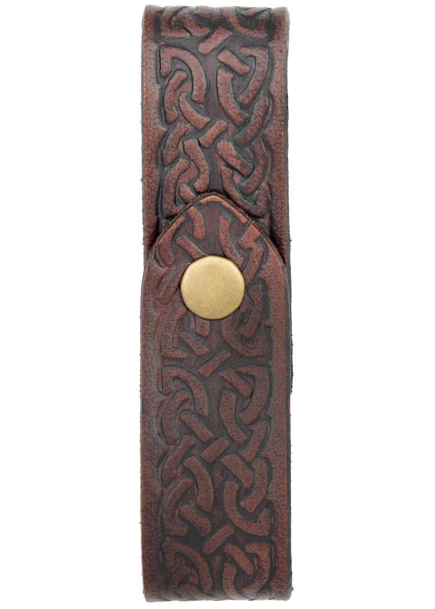 Bierkrug Becherhalter aus Leder mit Prägung, braun