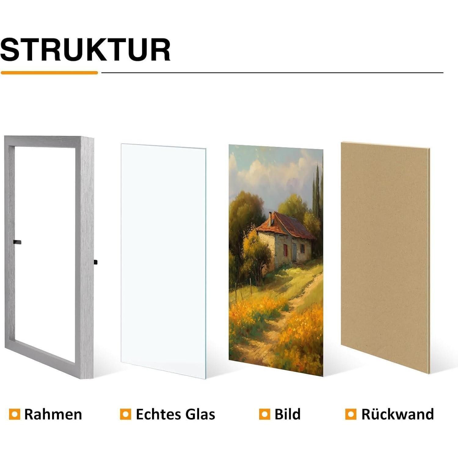 LuxusKollektion Bilderrahmen Bilderrahmen Doppel 13x18 Holz Klappbar Silber Glas