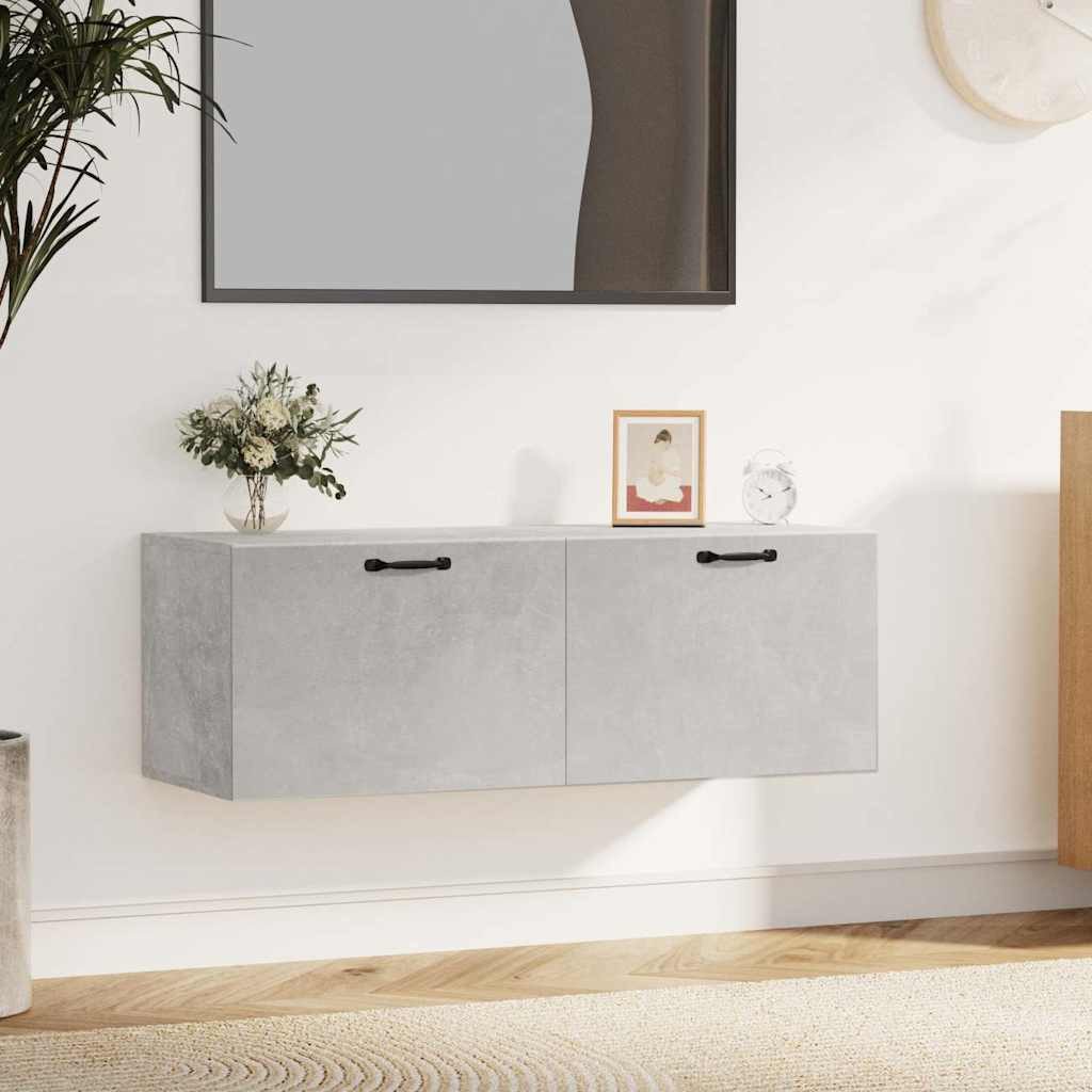furnicato Wandhängeschrank Hängeschrank 100 x 36,5 x 35 cm Betongrau, 1-tlg., Wandschrank mit 2 Schubladen und feuchtbeständigem Holzwerkstoff