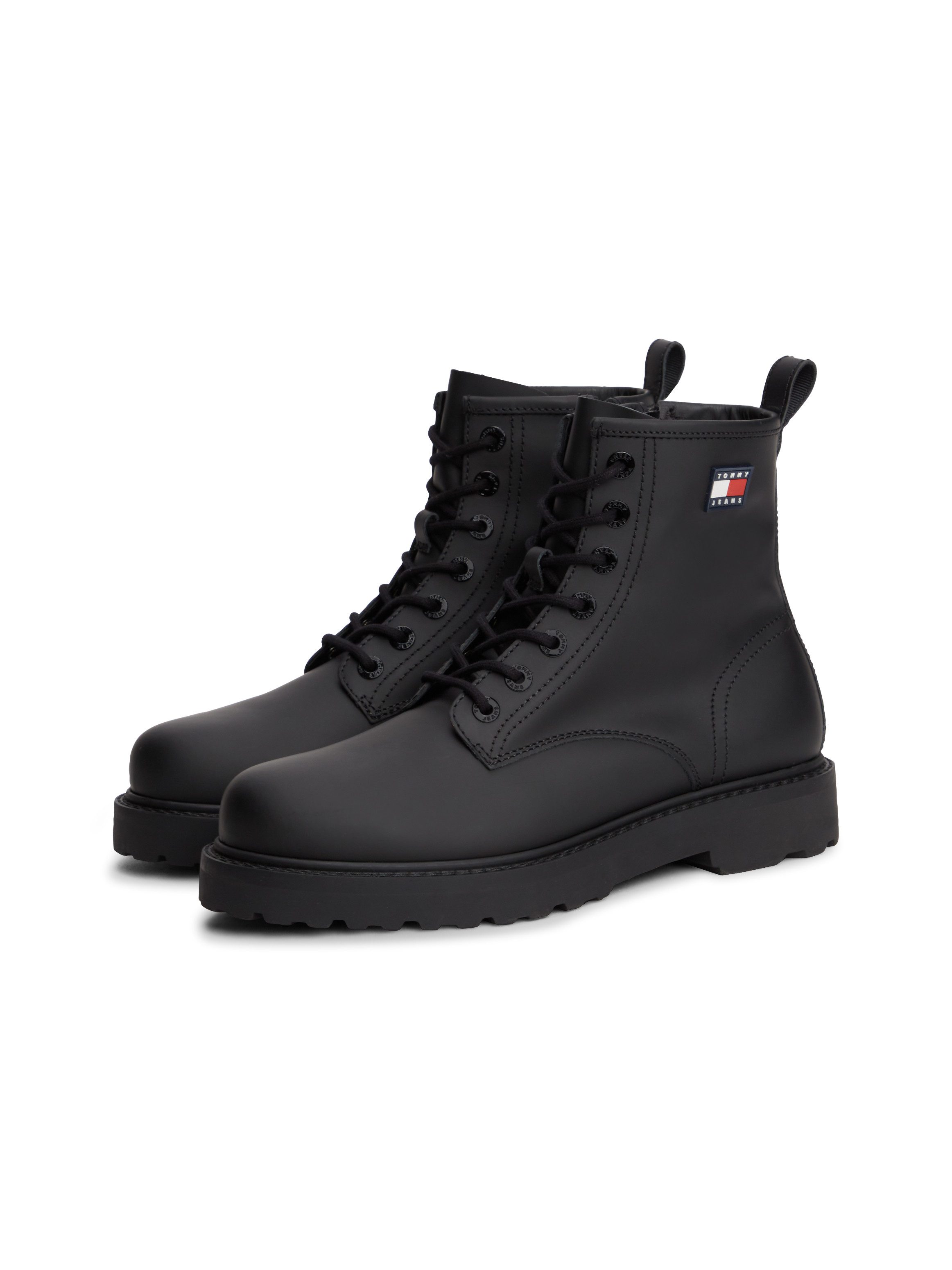 Tommy Jeans ARCHIVE '01 RUBBER LACE BOOT Schnürstiefelette Blockabsatz, Schnürboots mit praktischem Innenreißverschluss