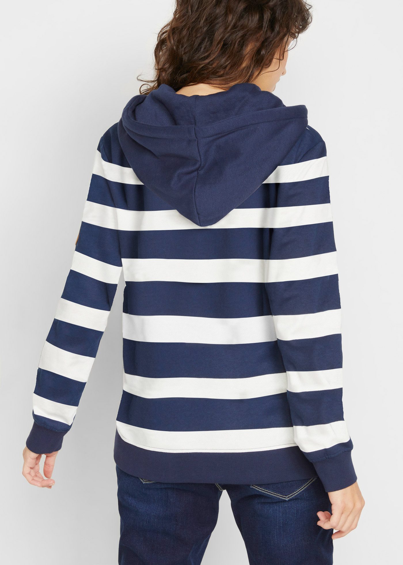 bonprix Kapuzensweatshirt lockere Passform, gestreiftes Design, aus 100% Ba günstig online kaufen