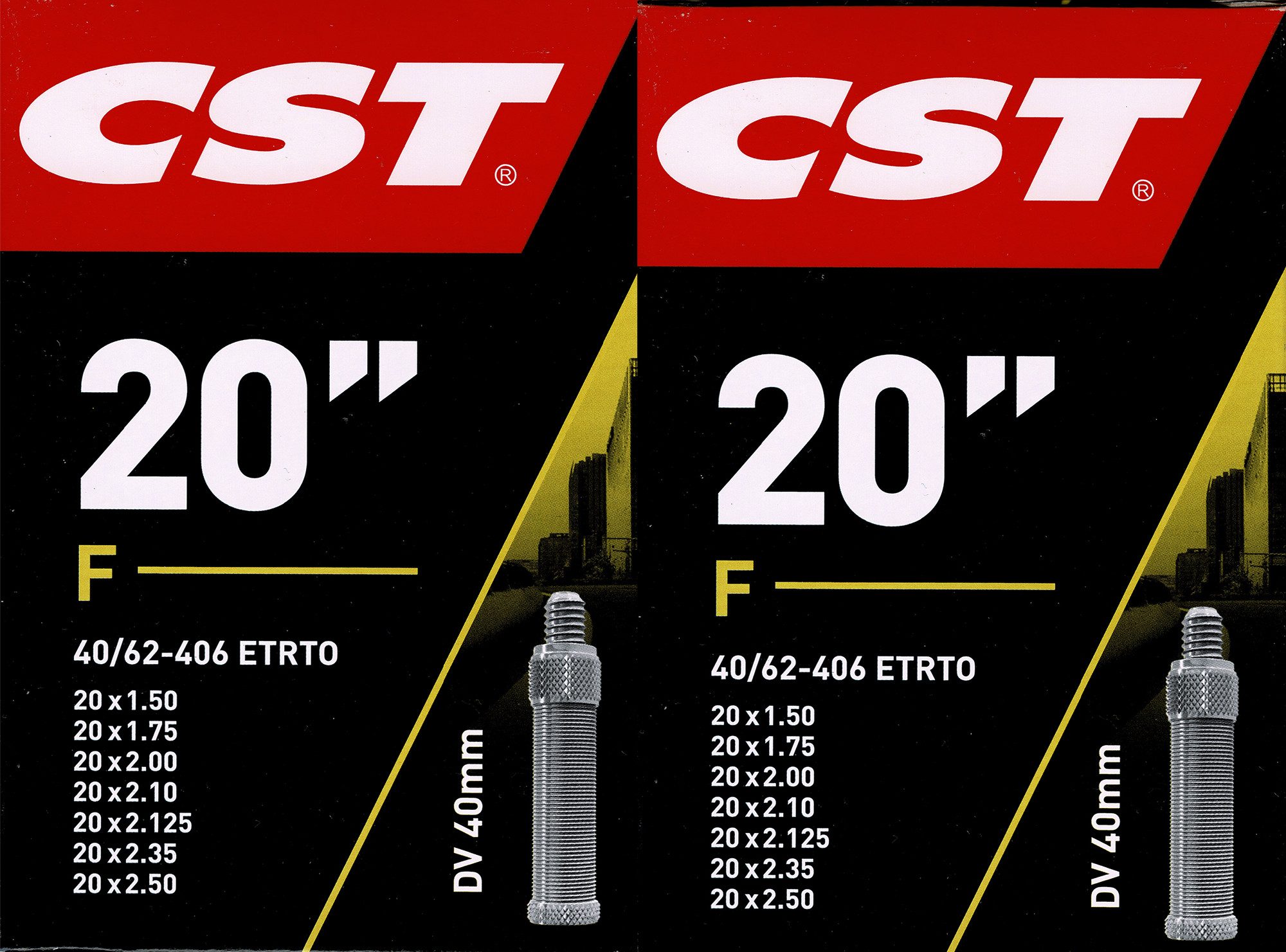 Fahrradschlauch 2x CST 20 DV Schlauch 20 Zoll (40/62-406) Fahrradschlauch