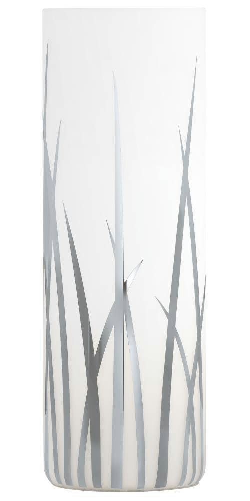 EGLO Tischleuchte RIVATO Tischlampe, Nachttischlampe, Glas mit Dekor, weiß, chrom, E27, Leuchtmittel wechselbar, ohne Leuchtmittel, Gräser-Dekor, elegant, modern, Wohnzimmer, Schlafzimmer, 26x9cm